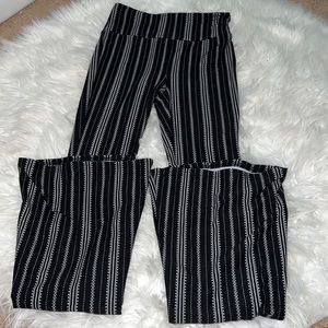 Black and white bell boot leggings